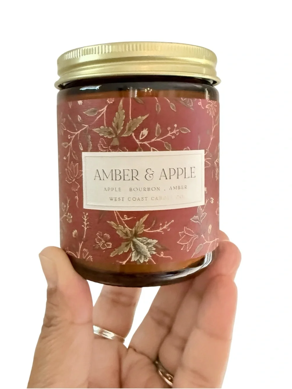 Leoben Company Amber & Apple Scented Candle — Pink Floral Label